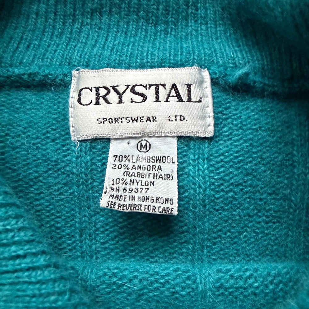 Crystal Sportswear Lambswool/Angora Blend Turquoise Vintage Sweater-M - Picture 11 of 16